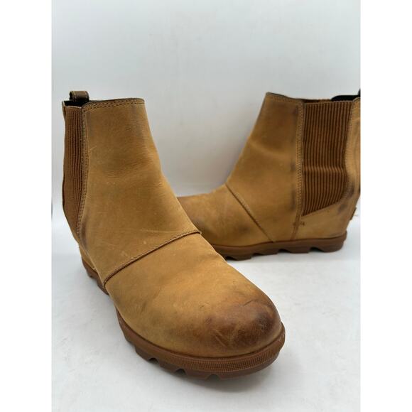 Sorel Joan of Arctic Wedge II Chelsea Wedge Platform Bootie Boot Camel brown 8.5 - Picture 1 of 7